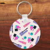 Porte-clés Pink and Purple Make Up Cosmetics Pattern (Recto)