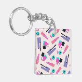 Porte-clés Pink and Purple Make Up Cosmetics Pattern (Devant gauche)