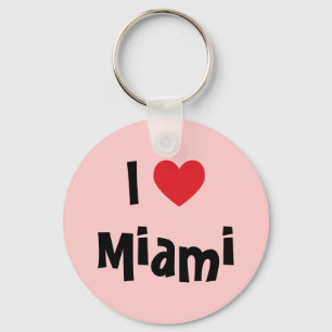 Porte-clés Pink and Red Heart I Love Miami