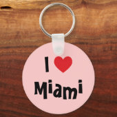Porte-clés Pink and Red Heart I Love Miami (Recto)