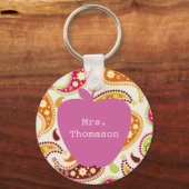 Porte-clés Pink Apple Paisley enseignant (Recto)