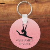 Porte-clés Pink avec / Noir Silhouette Gymnastique Enseignant (Recto)