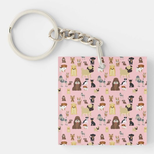 Porte-clés pink background dogs (Devant)