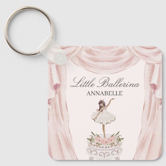 Porte-clés Pink Ballerina Fête d'anniversaire Faveurs (Recto)