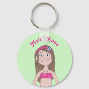 Porte-clés Pink Bikini, fair skin with brunette and blue eyes
