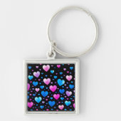 Porte-clés Pink & Blue Glowing Hearts (Devant)