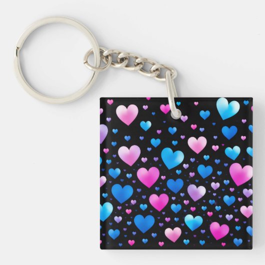 Porte-clés Pink & Blue Glowing Hearts (Devant)