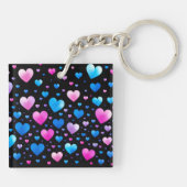 Porte-clés Pink & Blue Glowing Hearts (Dos)