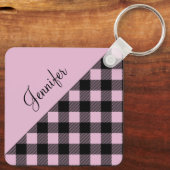 Porte-clés Pink Buffalo Plaid Check Nom du Motif (Verso)