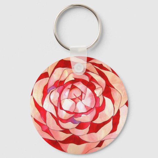 Porte-clés Pink Camellia abstract art painting original (Recto)