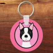 Porte-clés Pink Cameo Boston Terrier (Recto)