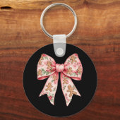 Porte-clés Pink Christmas Bow Coquette Xmas Gingbread Femmes (Recto)