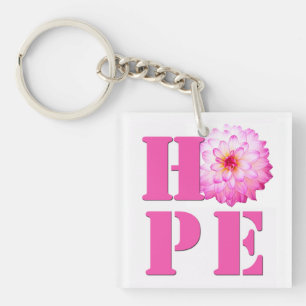 Porte-clés Pink Dahlia Flower Photo HOPE Porte - clé