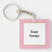 Porte-clés Pink Diagonal Stripe Photo Frame (Devant)