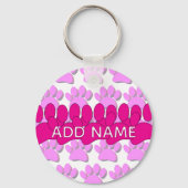 Porte-clés Pink Dog Paw Print Custom Personalized Name (Recto)