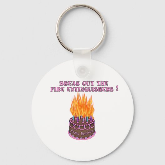 Porte-clés Pink Fire Extinguisher Anniversaire Gâteau (Recto)