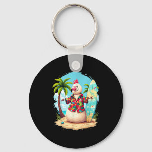 Porte-clés Pink Flamant rose Père Noël Holiday Palm Tree Ligh