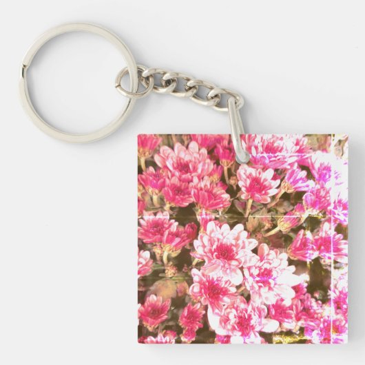 Porte-clés Pink Floral Bloom Pattern – Soft Botanical Design (Devant)