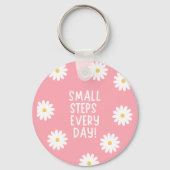 Porte-clés Pink Floral Inspiration – Small Steps Every Day (Recto)