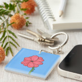 Porte-clés Pink Flower Full with Blue background (Devant Droit)