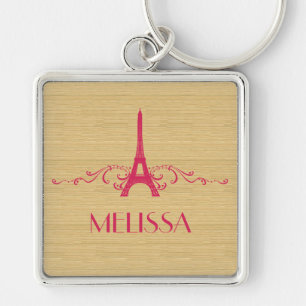 Porte-clés Pink French Flourish Premium Keychain