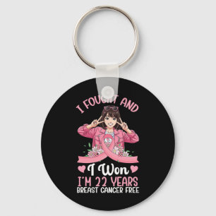 Porte-clés Pink Girl I Fought Et I Won I'm 22 Years Breast C