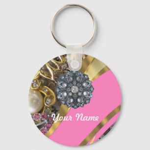 Porte-clés Pink & gold bling