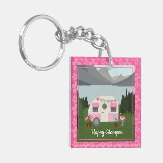 Porte-clés Pink Happy Glamper Campers Porte - clé acrylique (Devant gauche)
