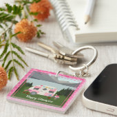 Porte-clés Pink Happy Glamper Campers Porte - clé acrylique (Devant Droit)