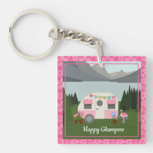 Porte-clés Pink Happy Glamper Campers Porte - clé acrylique