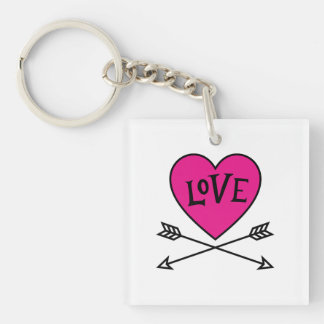 Porte-clés Pink Heart Cupid's Bows LOVE Magnet