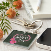 Porte-clés Pink Heart Flower Mother's Day (Devant Droit)