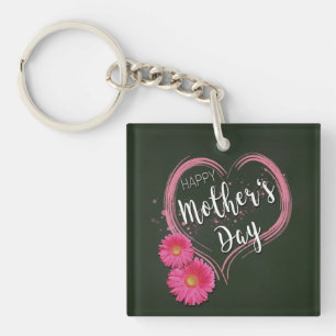 Porte-clés Pink Heart Flower Mother's Day