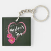 Porte-clés Pink Heart Flower Mother's Day (Dos)