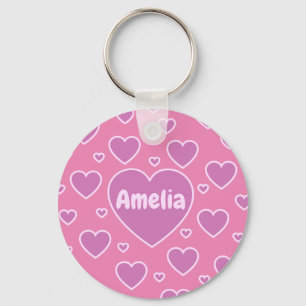 Porte-clés Pink Hearts Preppy Aesthetic Key Ring