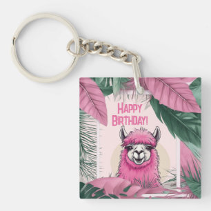 Porte-clés Pink Joyeux Lama souriant