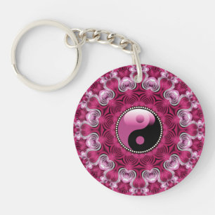 Porte-clés Pink Love New Age YinYang Géométrique