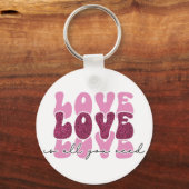 Porte-clés Pink "Love" Stacked Bubble Font (Verso)