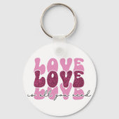 Porte-clés Pink "Love" Stacked Bubble Font (Verso)
