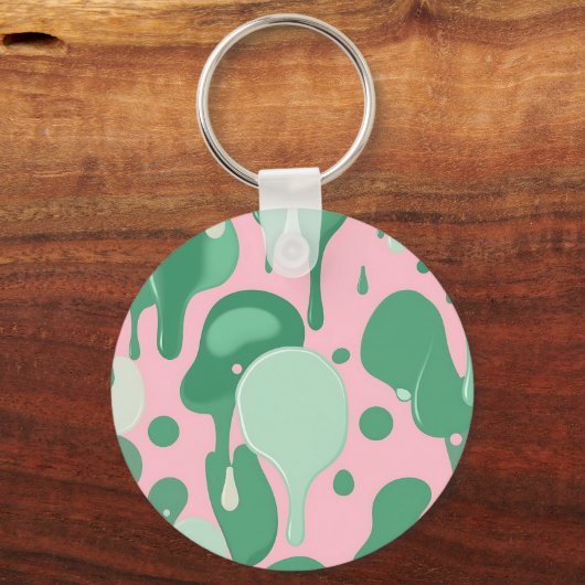 Porte-clés Pink Mint Green Melting Drip Pattern Abstract (Verso)