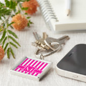 Porte-clés Pink Modern Stripe with Monogram (Côté)
