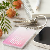 Porte-clés Pink Ombre Gradation et vos initiales (Devant droit)
