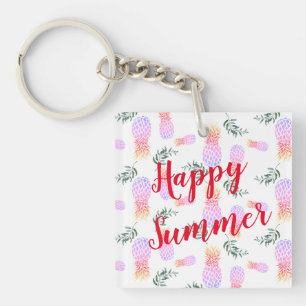 PORTE-CLÉS PINK & ORANGE PINEAPPLE HEUREUX ÉTÉ