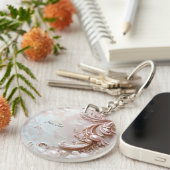 Porte-clés Pink Ornate Pearl and Floral Keychain (Devant droit)