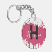 Porte-clés Pink Paint Splash Monogram Acrylic Bag Charm (Devant gauche)