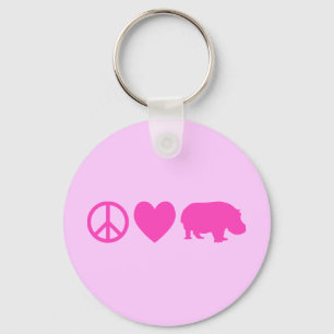 Porte-clés Pink Peace Love and Hippos
