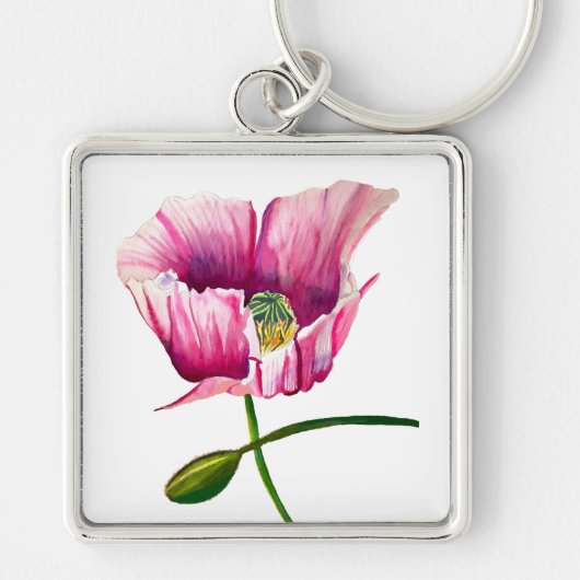 Porte-clés Pink Pop aquarelle fleur joli art (Devant)