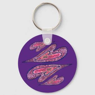 Porte-clés Pink Purple Hearts Pendentif Art Charm Porte - clé