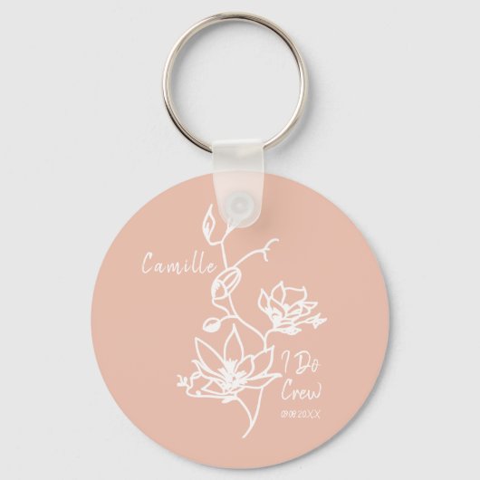 Porte-clés Pink Rustic I Do Crew Bridesmaid (Recto)