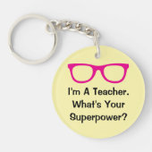 Porte-clés Pink spectacles funny teacher keychain gift (Devant)